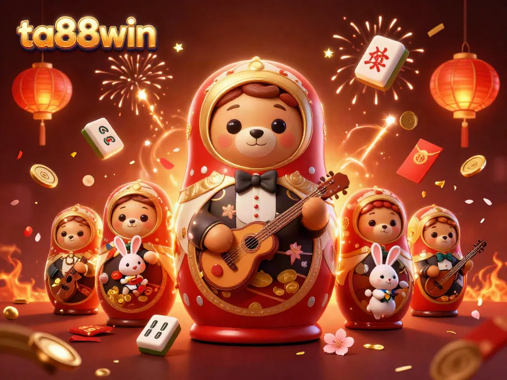 Experience excitement with ta88win in a lively 3D casino illustration showcasing dynamic game elements.