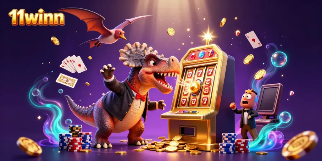Experience vibrant 11winn casino action with dynamic gaming characters and golden rewards.