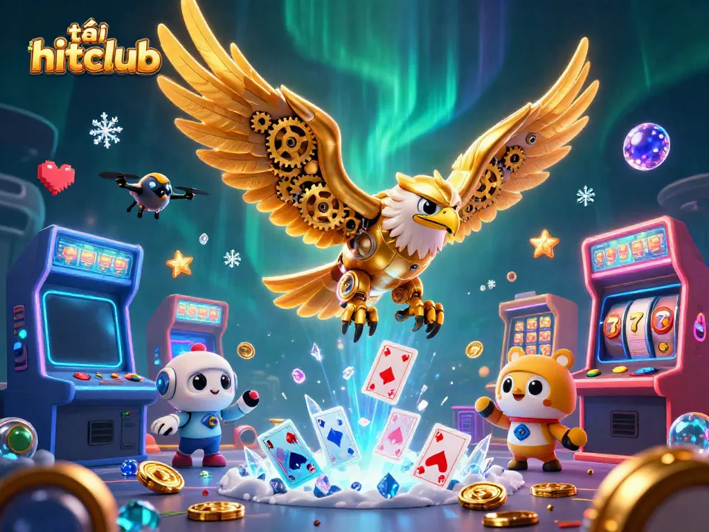 Engage in exhilarating gameplay with tải hitclub; a vibrant 3D scene illustrating casino gaming excitement.