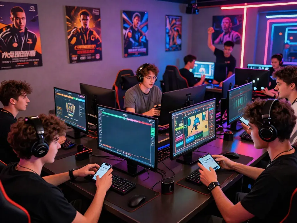 Energetic gaming scene at an online betting hub depicting players engaged in thrilling gameplay through https://manclub1.jp.net/.