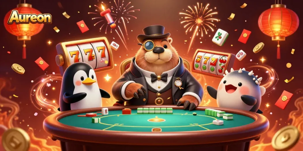 Aureon delights with a whimsical underwater poker scene featuring a walrus and friends.