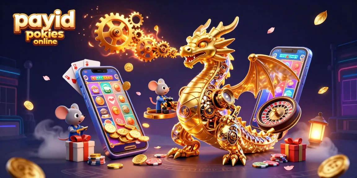 Experience thrilling payid pokies online with dynamic gaming elements and a golden dragon illustration.